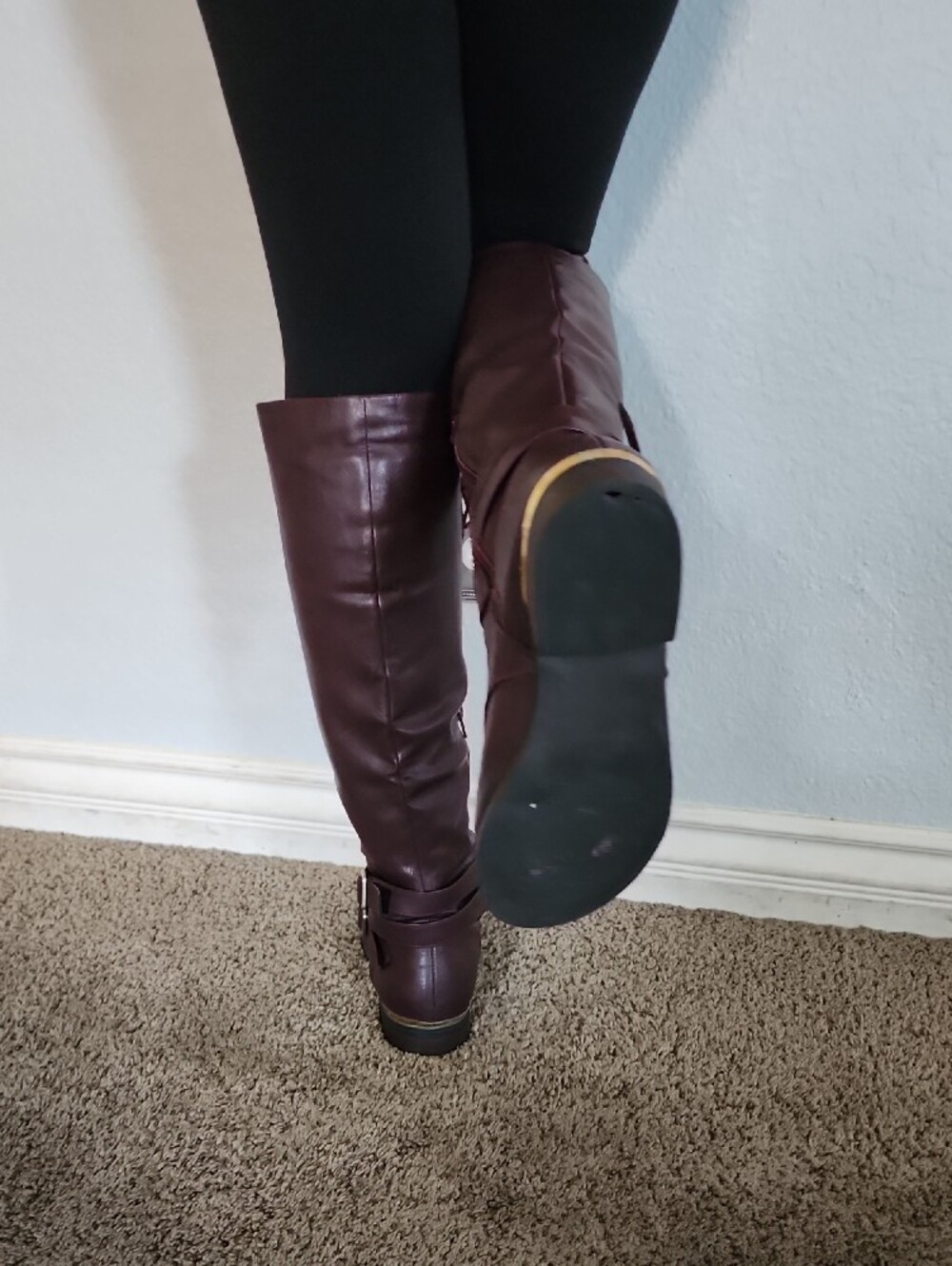 Shoe Dazzle Women's Tall Lace-Up Riding Boots in Burgundy - Picture 6 of 6